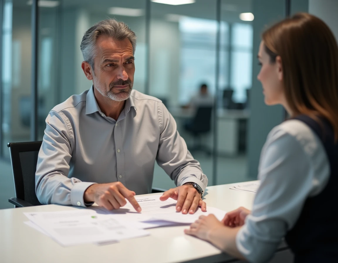 Client et conseiller bancaire en réunion en agence pour préparer un rendez-vous grâce à l'espace en ligne Bpvf