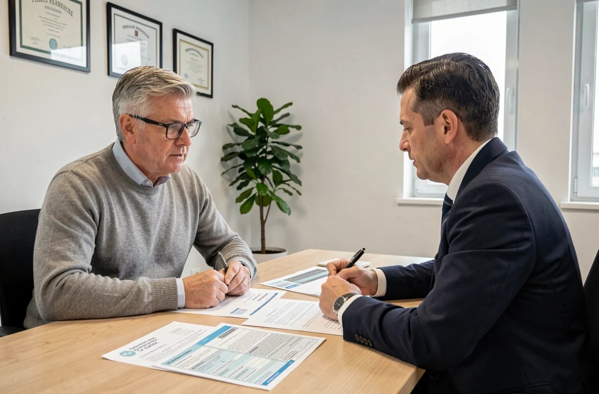 Homme discutant avec un conseiller fiscal du formulaire H1 pour impôts