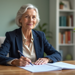 Femme d'âge moyen en bureau moderne et organisé