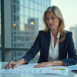 Femme professionnelle examine des graphiques financiers