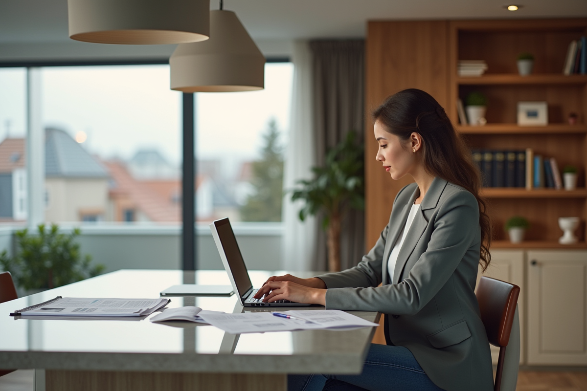 Jeune femme professionnelle dans cuisine moderne