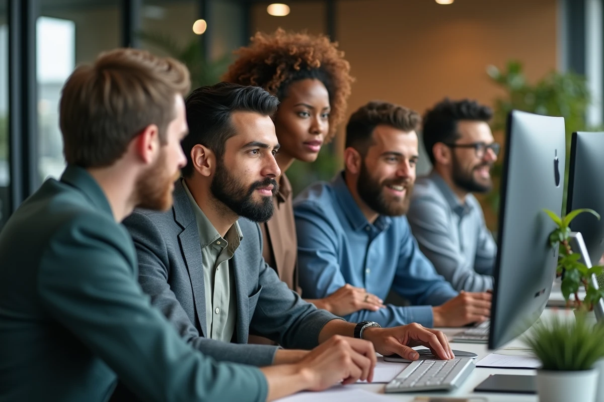 Groupe de collaborateurs divers en réunion de travail