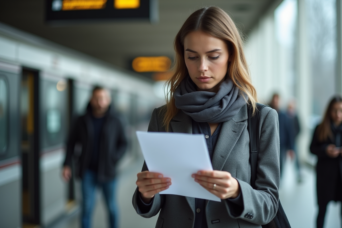 Jeune femme sortant d