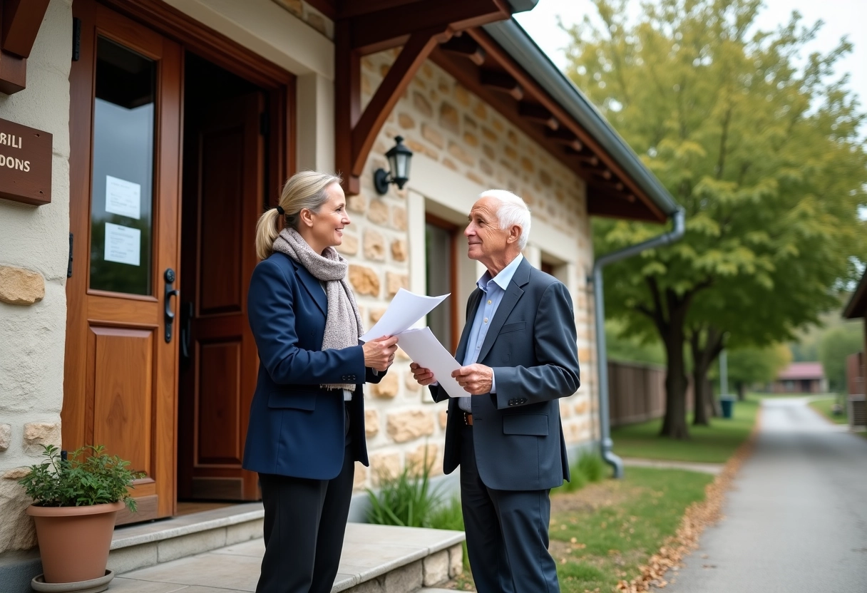 Adjointe maire discutant avec un résident à la mairie rurale