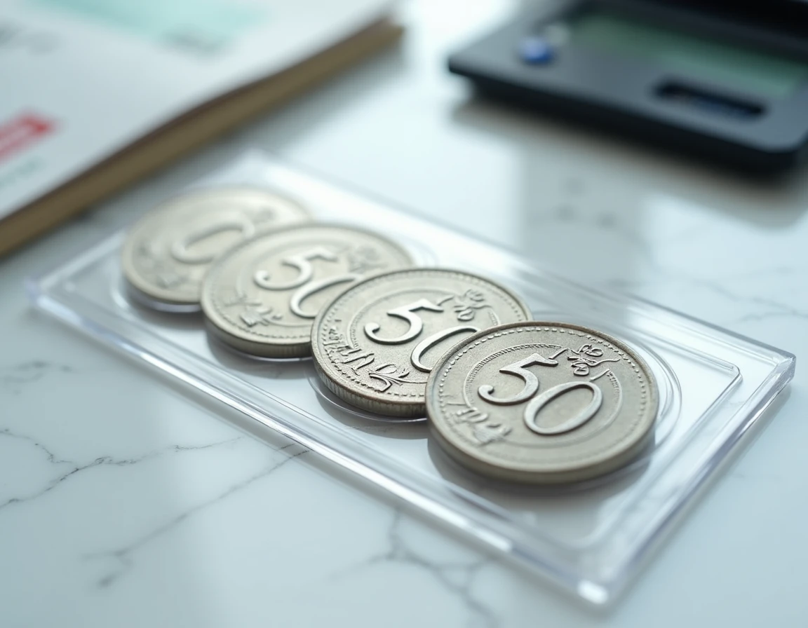 Plusieurs pièces de 50 francs argent 1977 dans des coques de protection numismatique avec cote de valeur en 2026